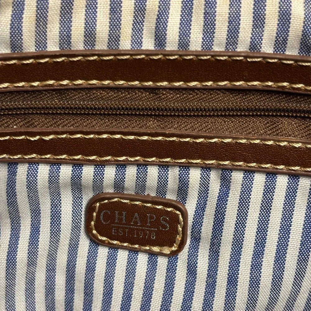 Chaps Preppy Coastal Woven Straw Leather Trim Metal Detail Shoulder Bag
